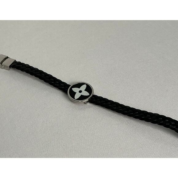 Louis Vuitton White Multicolor Murakami Canvas Adjustable Black Leather Bracelet - Picture 2 of 7